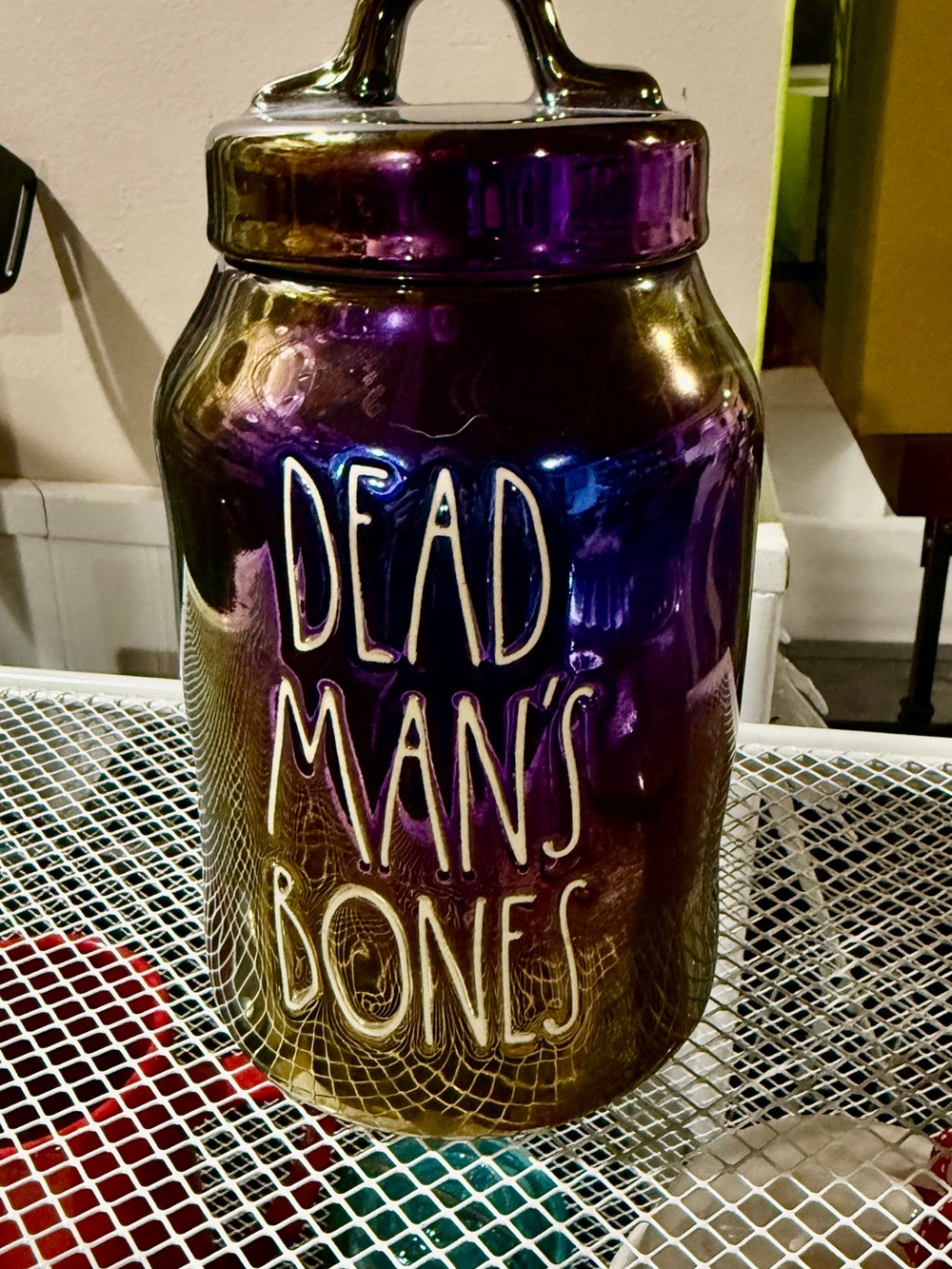 Iridescent "Dead Man's Bones" Decorative Jar